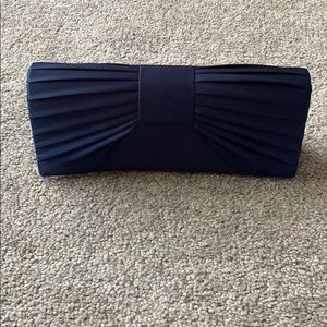 Navy Blue Satin Clutch